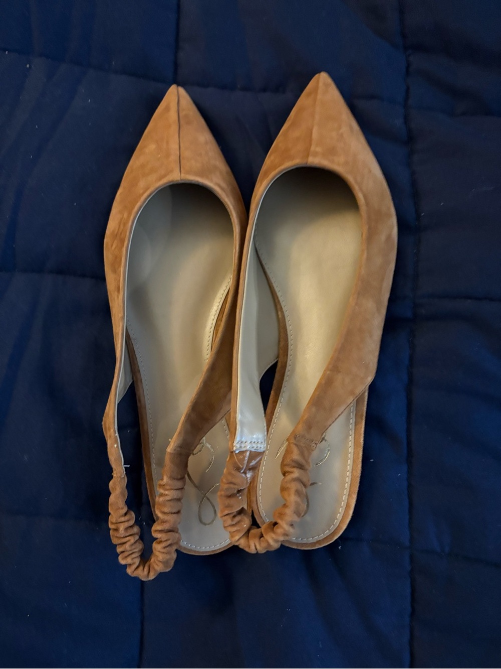 Sam Edelman Pointed Toe Slingback Flats in Camel Suede